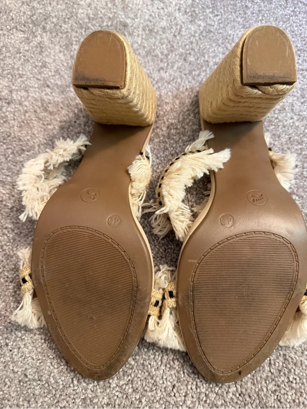 Azulu Cream Fringe Slide Sandals